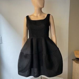 Gracia , Black structured netted lined fit & flare cocktail dress size Small